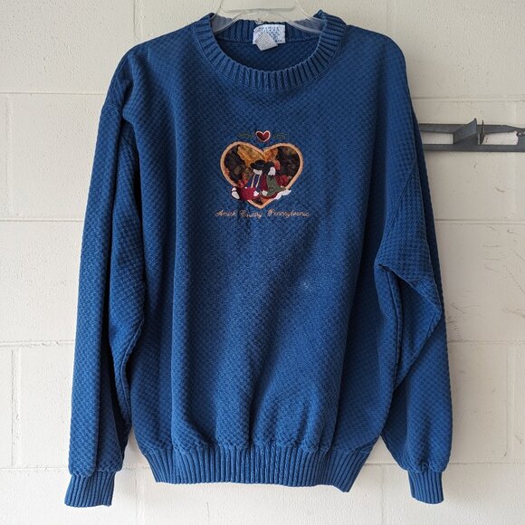 Vintage Boundary Line Waffle Sweater Amish Country Pennsylvania - Picture 1 of 15